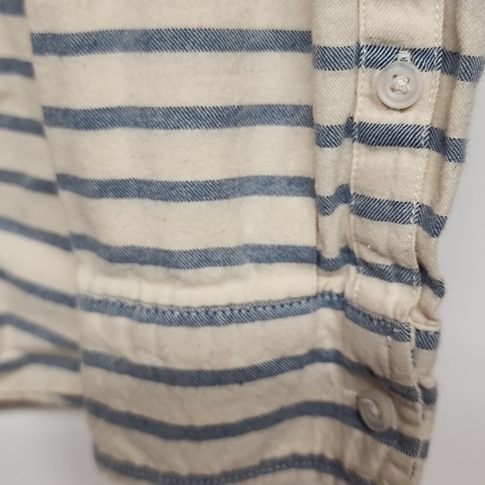 Marine Layer Marge Vintage Navy & Cream Striped Long Sleeved Shirt SF CA - Picture 3 of 7